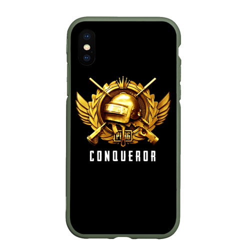 Чехол для iPhone XS Max матовый Завоеватель PUBG, цвет темно-зеленый