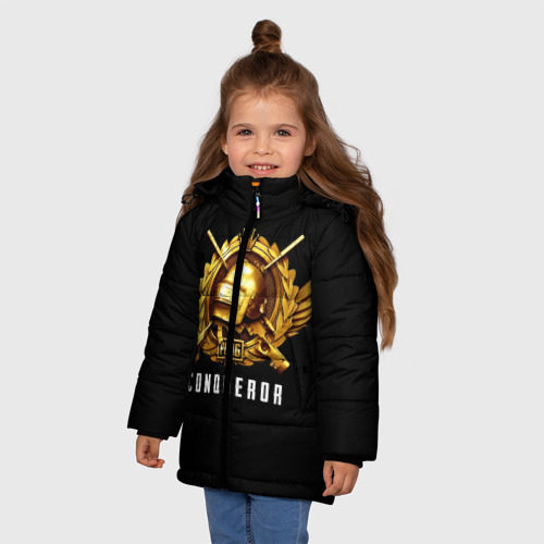 Зимняя куртка для девочек 3D Завоеватель PUBG, цвет черный - фото 3