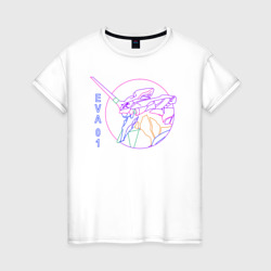 Женская футболка хлопок Eva 01, Evangelion, Vaporwave