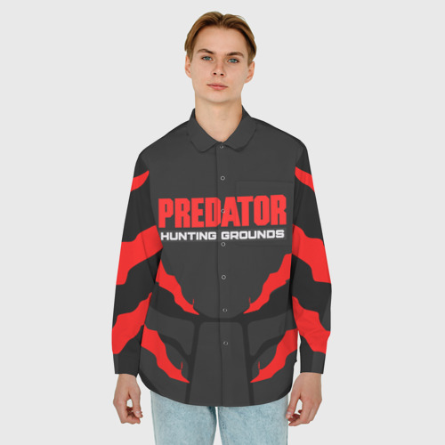 Мужская рубашка oversize 3D с принтом Predator:hunting grounds, фото на моделе #1
