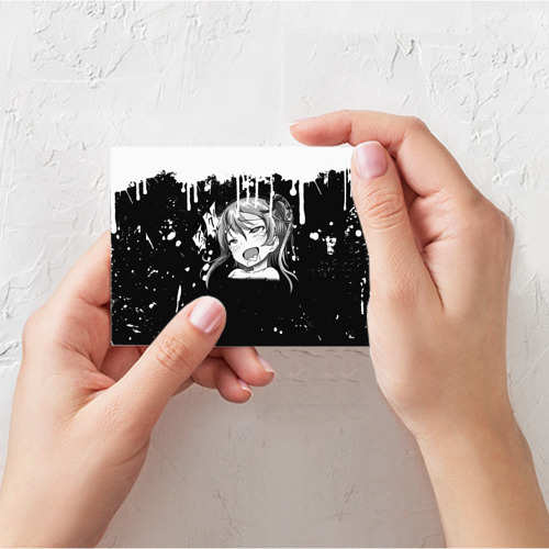 Поздравительная открытка Ахегао лицо чб, цвет белый - фото 3