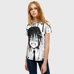 Женская футболка 3D Ахегао лицо монохром - фото 2