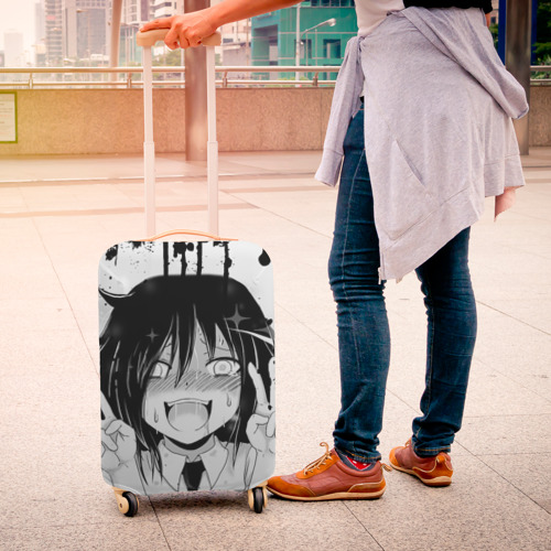 Чехол для чемодана 3D Ахегао лицо монохром - фото 4