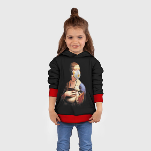 Детская толстовка 3D Чечилия Галлерани - дама с горностаем, цвет красный - фото 4