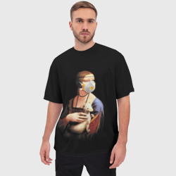 Мужская футболка oversize 3D Чечилия Галлерани - дама с горностаем - фото 2