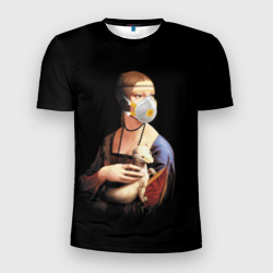 Мужская футболка 3D Slim Чечилия Галлерани - дама с горностаем