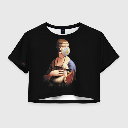 Женская футболка Crop-top 3D Чечилия Галлерани - дама с горностаем, цвет 3D печать