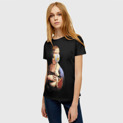 Женская футболка 3D Чечилия Галлерани - дама с горностаем - фото 2