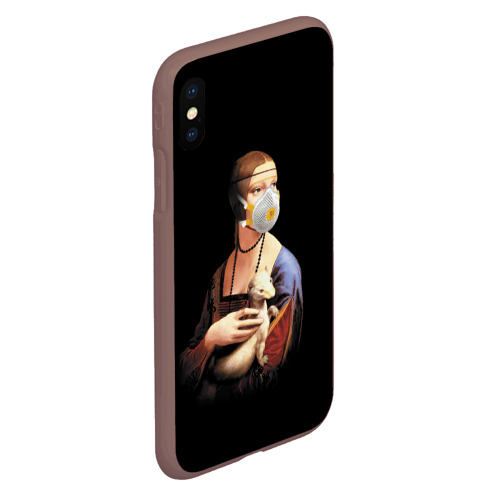 Чехол для iPhone XS Max матовый Чечилия Галлерани - дама с горностаем, цвет коричневый - фото 3