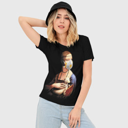 Женская футболка 3D Slim Чечилия Галлерани - дама с горностаем - фото 2