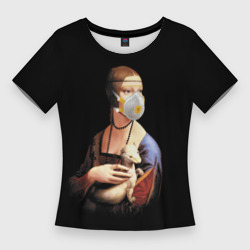 Женская футболка 3D Slim Чечилия Галлерани - дама с горностаем
