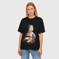 Женская футболка oversize 3D Чечилия Галлерани - дама с горностаем - фото 2