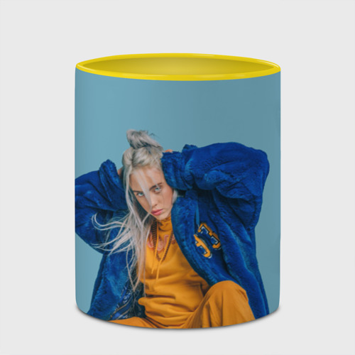 Кружка с полной запечаткой Billie Eilish, цвет белый + желтый - фото 4