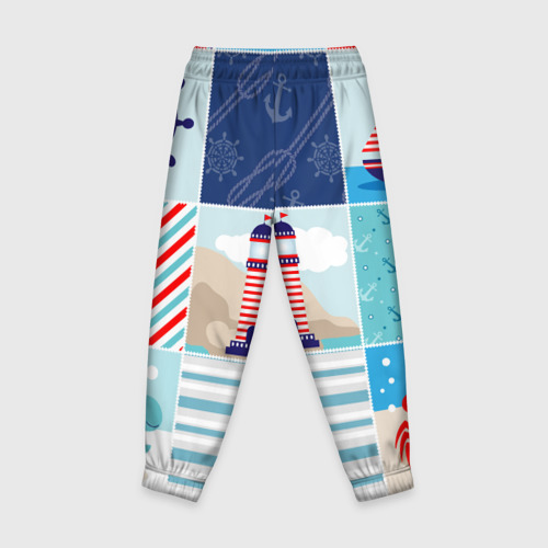Детские брюки 3D с принтом Моряк, вид сзади #1