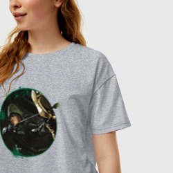 Женская футболка хлопок Oversize Green Arrow - фото 2