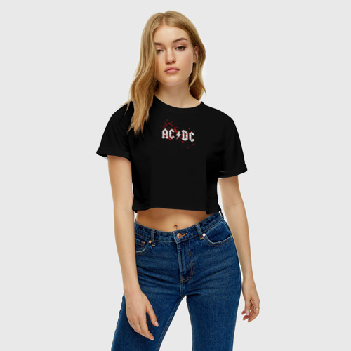 Женская футболка Crop-top 3D AC\DC, цвет 3D печать - фото 3