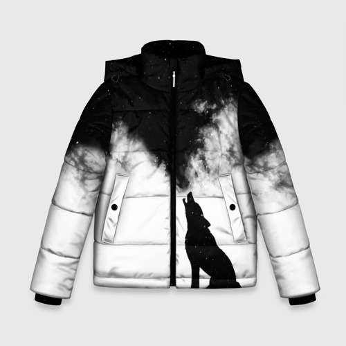 Зимняя куртка для мальчиков 3D с принтом Galaxy wolf, вид спереди #2
