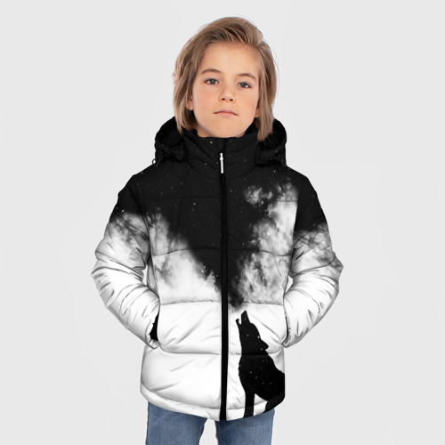 Зимняя куртка для мальчиков 3D с принтом Galaxy wolf, фото на моделе #1