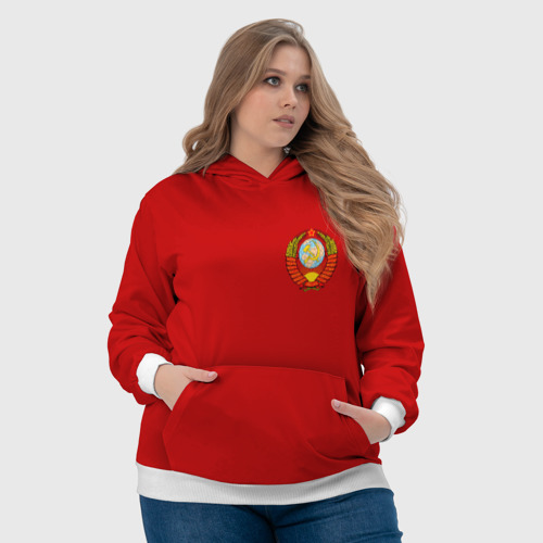 Женская толстовка 3D Красный с гербом СССР, цвет 3D печать - фото 6