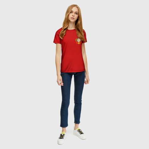 Женская футболка 3D Красный с гербом СССР, цвет 3D печать - фото 5