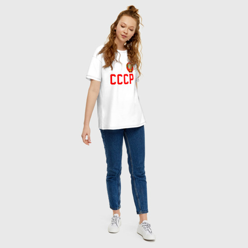 Женская футболка хлопок Oversize  СССР, цвет белый - фото 5