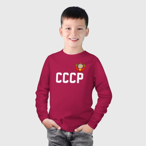 Детский лонгслив хлопок с принтом СССР, фото на моделе #1
