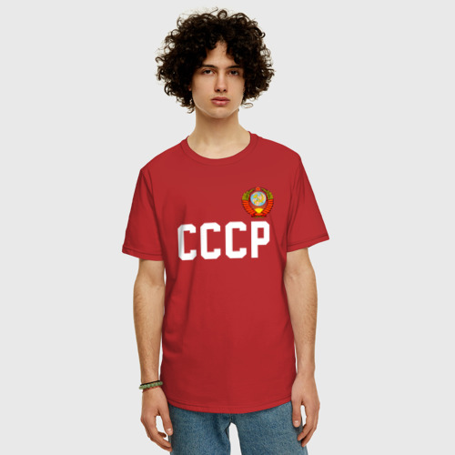 Мужская футболка хлопок Oversize СССР, цвет красный - фото 3