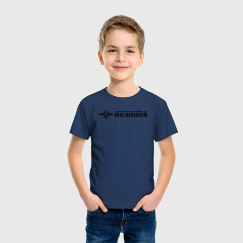Детская футболка хлопок Полиция МВД, цвет темно-синий - фото 3