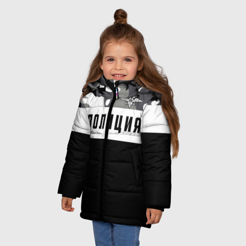 Зимняя куртка для девочек 3D Полиция, цвет черный - фото 3