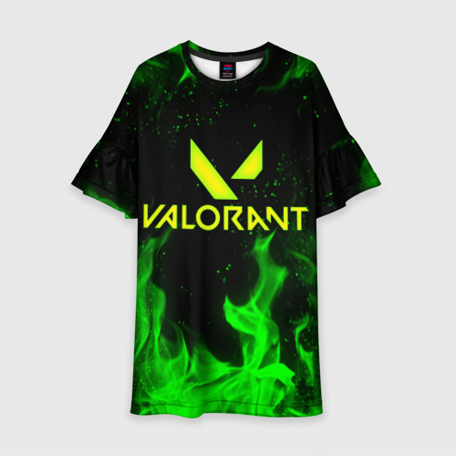 Детское платье 3D Valorant fire Валорант огонь, цвет 3D печать