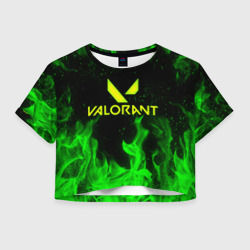 Женская футболка Crop-top 3D Valorant fire Валорант огонь