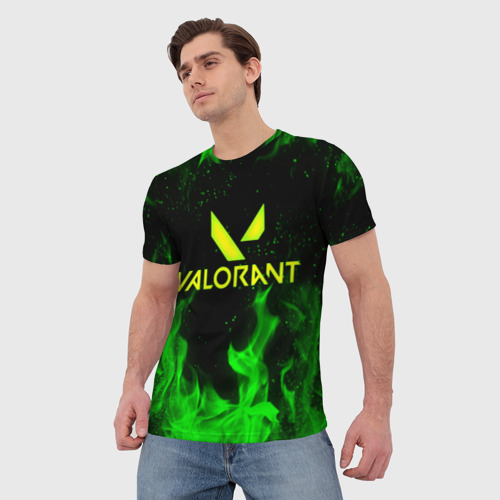 Мужская футболка 3D Valorant fire Валорант огонь, цвет 3D печать - фото 3