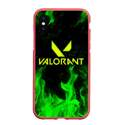 Чехол для iPhone XS Max матовый Valorant fire Валорант огонь, цвет красный
