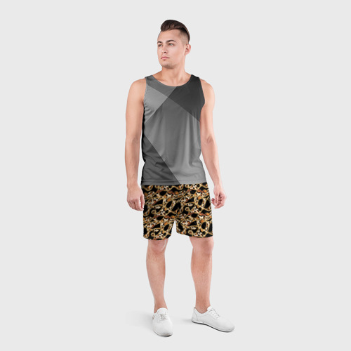 Мужские шорты спортивные Цепочка и леопардовая текстура, цвет 3D печать - фото 4