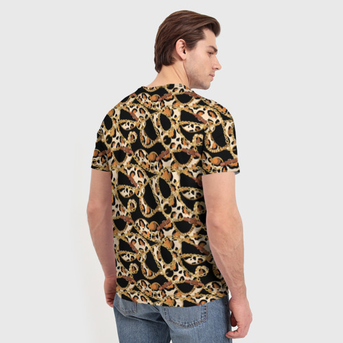 Мужская футболка 3D Цепочка и леопардовая текстура, цвет 3D печать - фото 4