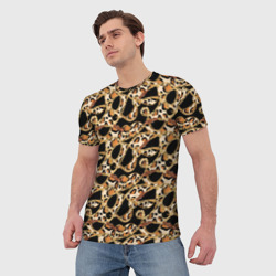 Мужская футболка 3D Цепочка и леопардовая текстура - фото 2