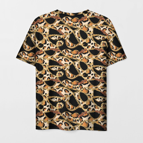 Мужская футболка 3D Цепочка и леопардовая текстура, цвет 3D печать - фото 2