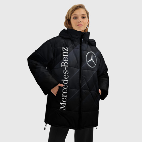 Женская зимняя куртка 3D с принтом MERCEDES-BENZ AMG, фото на моделе #1