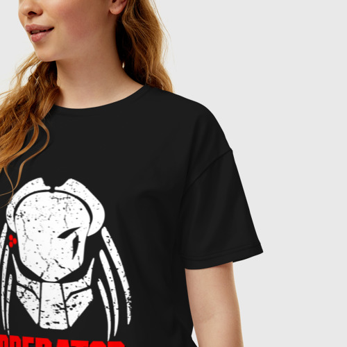 Женская футболка хлопок Oversize Predator: hunting grounds, цвет черный - фото 3