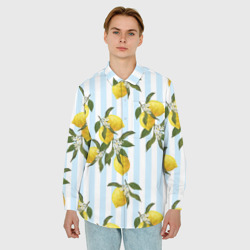 Мужская рубашка oversize 3D Лимоны - фото 2