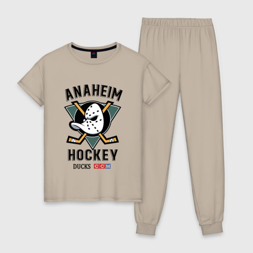 Женская пижама хлопок Anaheim Ducks, цвет миндальный