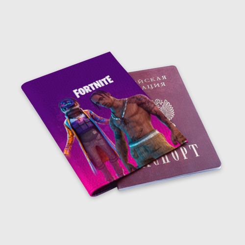 Обложка для паспорта матовая кожа Travis Scott, Fortnite, цвет фиолетовый - фото 3