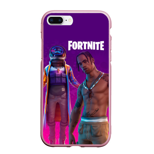 Чехол для iPhone 7Plus/8 Plus матовый Travis Scott, Fortnite, цвет розовый