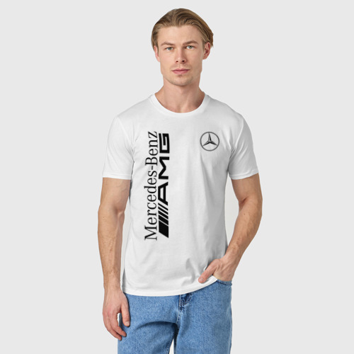 Мужская футболка хлопок Mercedes-Benz AMG, цвет белый - фото 3