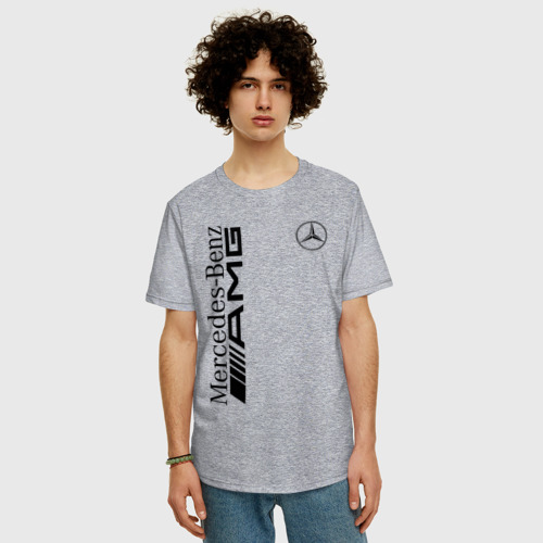 Мужская футболка хлопок Oversize с принтом MERCEDES-BENZ AMG, фото на моделе #1