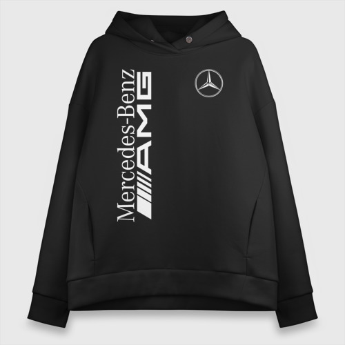 Женское худи Oversize хлопок Mercedes-Benz AMG, цвет черный