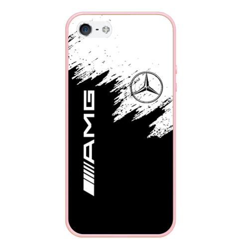 Чехол для iPhone 5/5S матовый Mercedes-Benz AMG, цвет светло-розовый