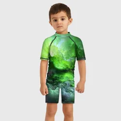 Детский купальный костюм 3D Green space зелёный космос - фото 2