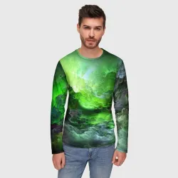 Мужской лонгслив 3D Green space зелёный космос - фото 3