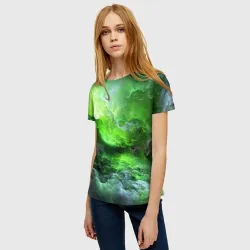 Женская футболка 3D Green space зелёный космос - фото 2